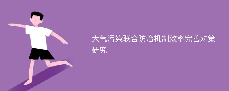 大气污染联合防治机制效率完善对策研究