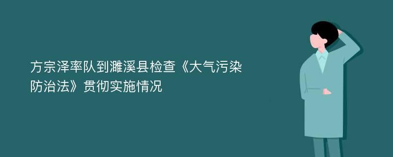 方宗泽率队到濉溪县检查《大气污染防治法》贯彻实施情况