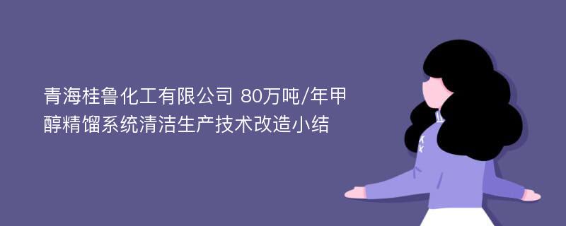 青海桂鲁化工有限公司 80万吨/年甲醇精馏系统清洁生产技术改造小结