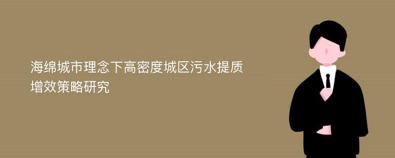 海绵城市理念下高密度城区污水提质增效策略研究