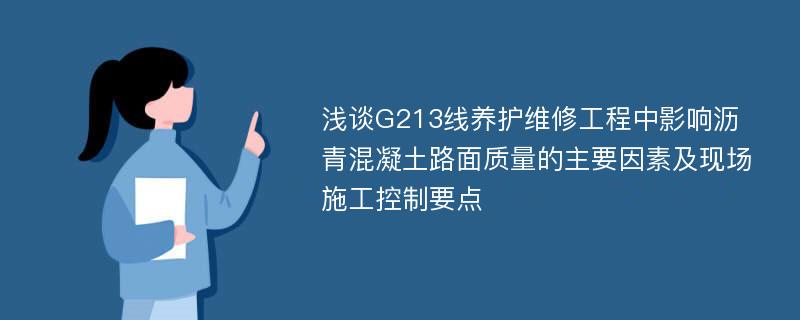 浅谈G213线养护维修工程中影响沥青混凝土路面质量的主要因素及现场施工控制要点