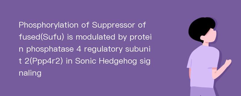 Phosphorylation of Suppressor of fused(Sufu) is modulated by protein phosphatase 4 regulatory subunit 2(Ppp4r2) in Sonic Hedgehog signaling