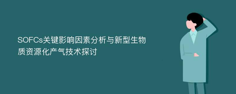 SOFCs关键影响因素分析与新型生物质资源化产气技术探讨