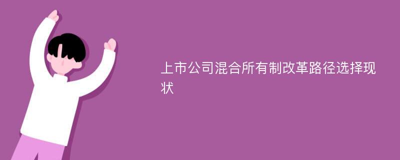 上市公司混合所有制改革路径选择现状