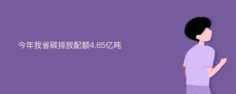 今年我省碳排放配额4.65亿吨