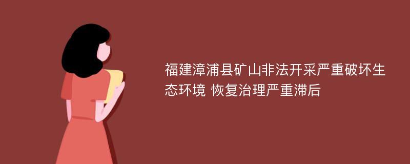 福建漳浦县矿山非法开采严重破坏生态环境 恢复治理严重滞后