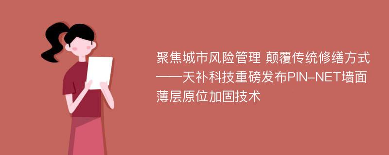 聚焦城市风险管理 颠覆传统修缮方式——天补科技重磅发布PIN-NET墙面薄层原位加固技术