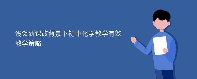 浅谈新课改背景下初中化学教学有效教学策略